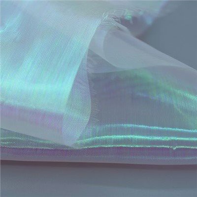 Tela de organza iridiscente transparente